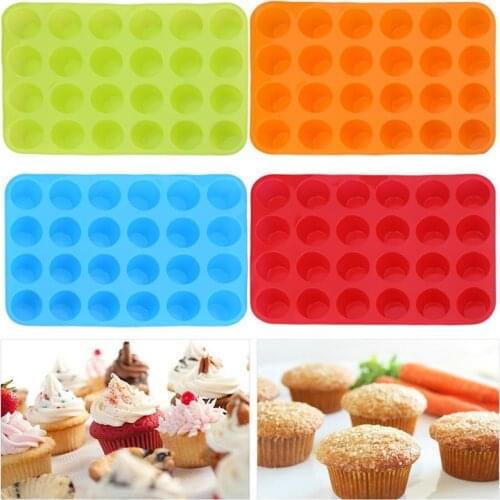 24 Integrated Circular Non-Stick Bakeware Safe Silicone Muffin Cupcake Baking Mold Fondant Cake Tools Cupcake Baking Tray