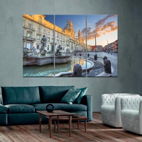 3 Panel Canvas Painting Picture City Building Landscape Wall Art Modern Printing Abstract painting living room decorative