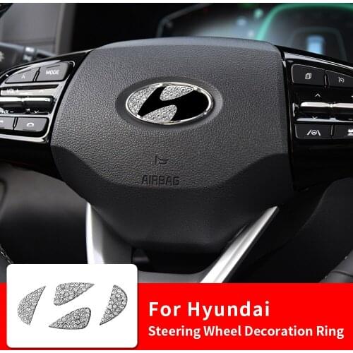 4pcs/set 3D With Diamond Sticker Car interior Steering wheel Emblem Decal Decoration for IX20 IX30 IX35 I40 Car Styling