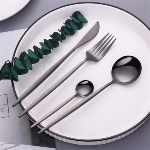 4Pcs/set Black Cutlery Set 18/10 Stainless Steel Dinnerware Silverware Flatware Set Kitchen Dinner Knife Fork Spoon Dropshipping