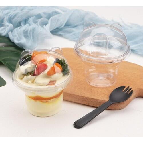 50pcs Net Red Mousse Panda Cup Dessert Pudding Cake Cup Tiramisu Cup Ice Cream Plastic Cup Transparent Yogurt Cups with Lids