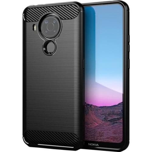 Shock Absorption Cover Soft TPU Anti Scratch Carbon Fiber Design Back Case With Screen Protector for Nokia 5.4