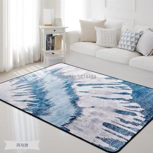 Nordic Blue Series Large Carpet Bedside Living Room Bedroom Coffee Table Floor Mat Carpet