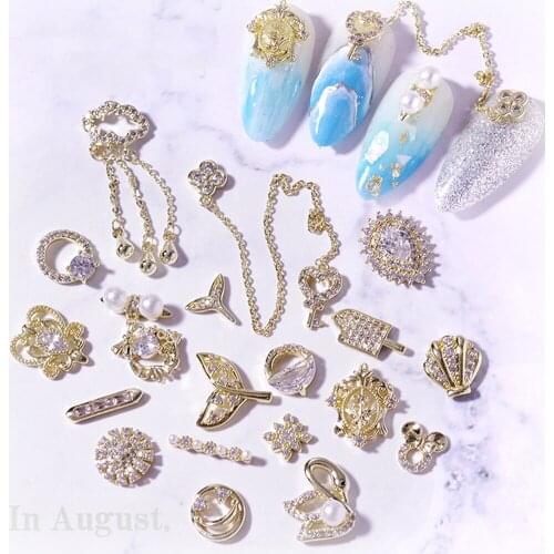 Nail Chain Zircon Micro-set Flash Leaf Tassel Chains Nail Decor Pendant Light Therapy DIY Nail Art Jewelry Decoration