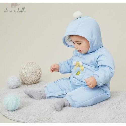 DBH15061 dave bella winter new born baby unisex fashion cartoon padded jumpsuits infant toddler clothes children romper 1 piece