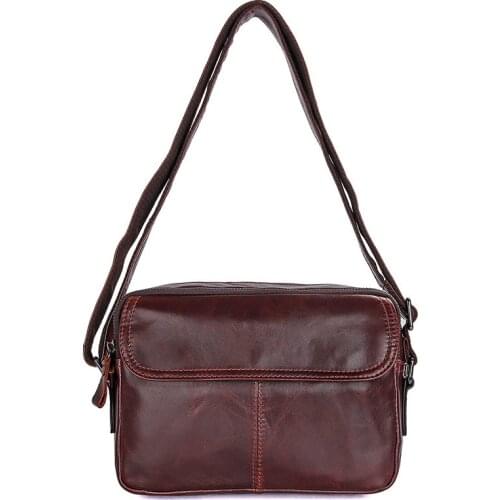 Business Handbag Mens Shoulder Bags Crazy Horse Leather Messenger Bag Flap Casual Male Small Crossbody Bag For 7.9 Inch IPad