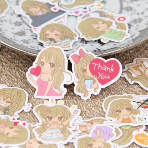 40pcs Waterproof Pretty Girl Scrapbooking Stickers DIY Craft Decorative Paper for Journal Book Phone Case Photo Albums Diary