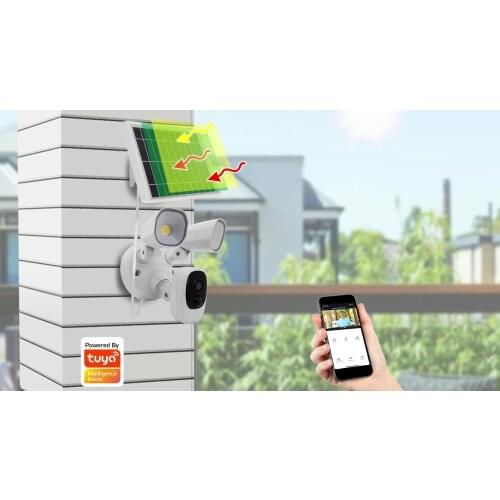 Two-way audio wireless cctv security solar LED garden flood light cameras pir WIFI tuya ring solar powered floodlight camera