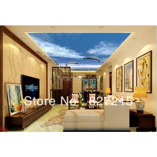 S-323 blue sky with dolphin printing stretch film available for ceiling tiles