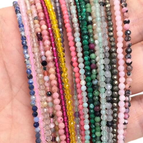 Faceted 2/3/4mm Natural Stone Beads Pink Quartz Crystal Gem Beads For Jewelry Making Beadwork DIY Bracelet necklace