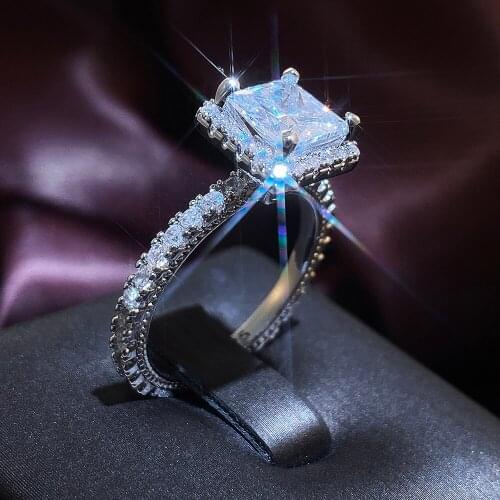 JK Fashion Contracted Square Crystal Zircon Women Ring Wedding Engagement Party Female Delicate Finger Ring Jewelry Hot Sale