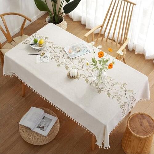 Plaid Decorative Linen Tablecloth With Tassel Waterproof Oilproof Thick Rectangular Wedding Dining Table Cover Tea table cloth