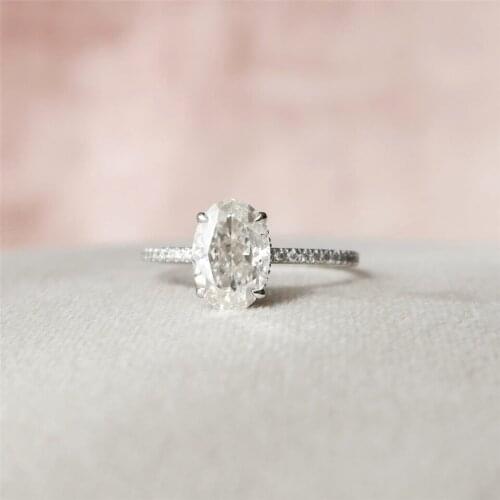 2.5Carat Oval Cut 10×7mm DEF Color VVS Half Etenity Band Engagement Moissanite Rings 18K Solid Gold Wedding Anniversary Gift