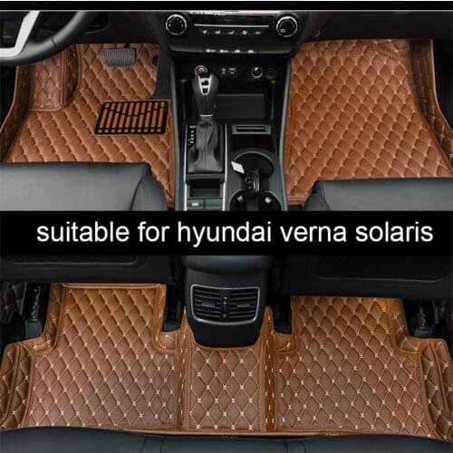 Leather car floor mats for hyundai accent verna solaris 2005-2020 2019 2018 2017 2016 2015 accessories styling