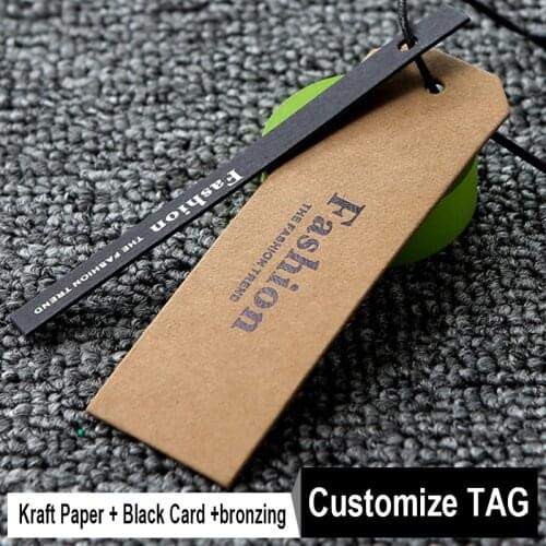 Kraft Paper+Black Card+bronzing+screen printing+complex Customize Tag Childrens womens mens clothing dress shirts labels