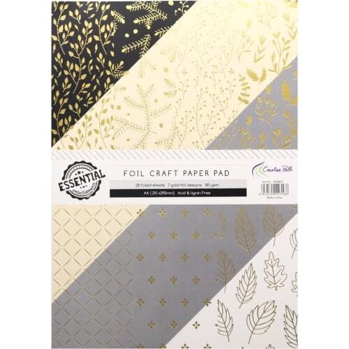 Creative Path A4 Foil Design Scrapbooking Craft Paper Card Pad 28 Sheets DIY Cardmaking Background Pattern Decoration Acid Free