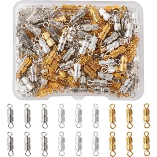 120pcs/box Brass Screw Clasps Tube Shape Copper Screw Clasps Necklace Bracelet Findings for Jewelry Making Accessories