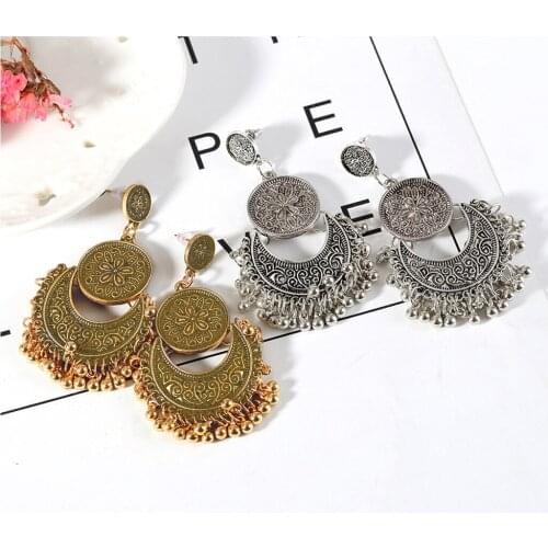 Fashion Ethnic Bali Jhumka Jhumki Gold Brocade Lotus Mexico Gypsy Dangle Earring