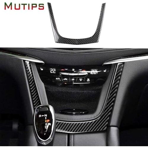 Mutips Car Center Console U shaped Sticker Trim Frame Cover CD Panel Strip Carbon Fiber Accessories For Cadillac XT5 2016 2017