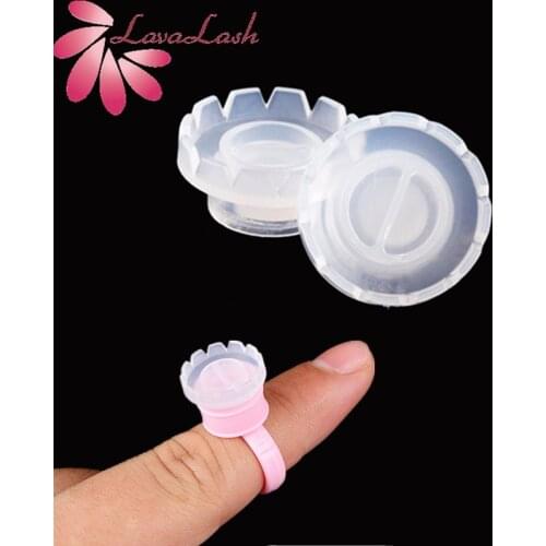 200/500pcs False Eyelashes Blooming Cups Grafting Rapid Bloom Sun Flower Glue Cup Eyelash Extension Glue Container Pad Tray