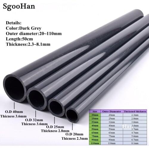 O.D 20~160mm Thickened UPVC Pipe Aquarium Fish Tank Water Tube Home DIY Watering Accessories Dark Grey Planting Frame Tube