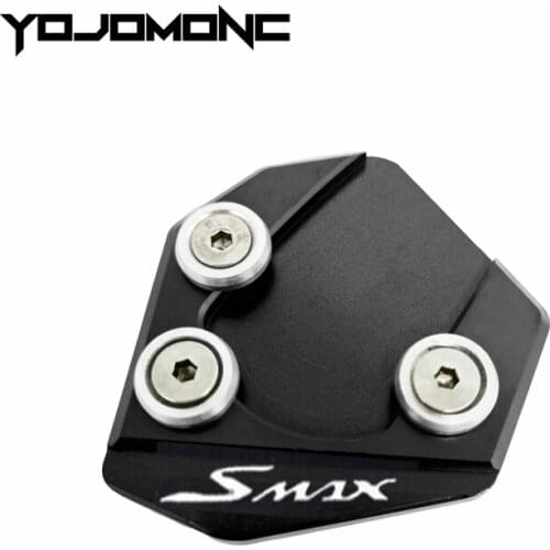 Para yamaha smax155 smax 155 2013-2019 2018 motocicleta cnc alumínio kickstand pé suporte lateral extensão almofada placa de apo