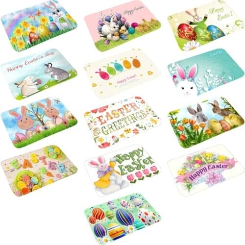 Easter Bunny Eggs Flower Cute Animal Door Mats Easter Floor Mat Indoor Outdoor Entrance Bathroom Doormat Non Slip