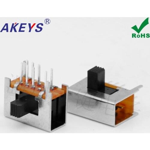 10PCS One button toggle switch SK-23D13 horizontal 8 feet two rows three/2 block side dial / sliding handle toy power socket