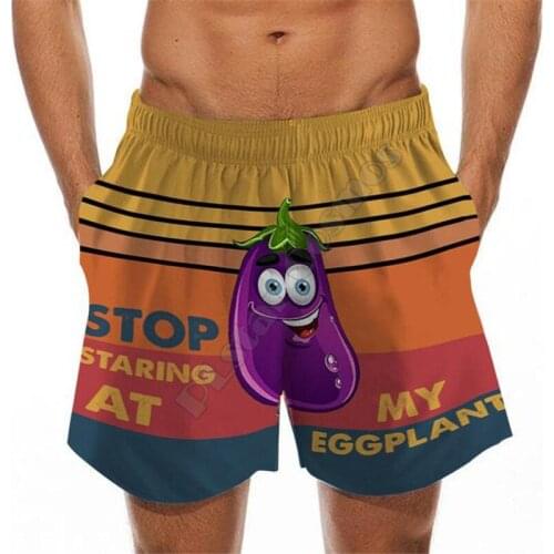 PLstar Cosmos Summer Casual Shorts Stop Staring At My Eggplant 3D Printed Trousers For Women Men Shorts Comfortable breathable