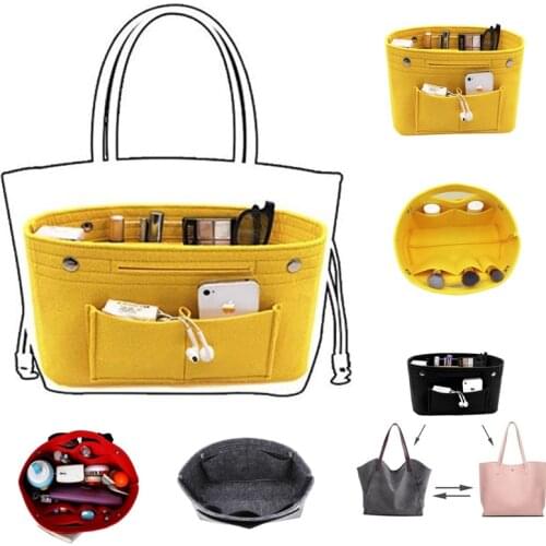 Portable Felt Multi Pocket for O Bag Cosmetic Organizer Inner Lining Insert Handbag Classic Size Package Accessories