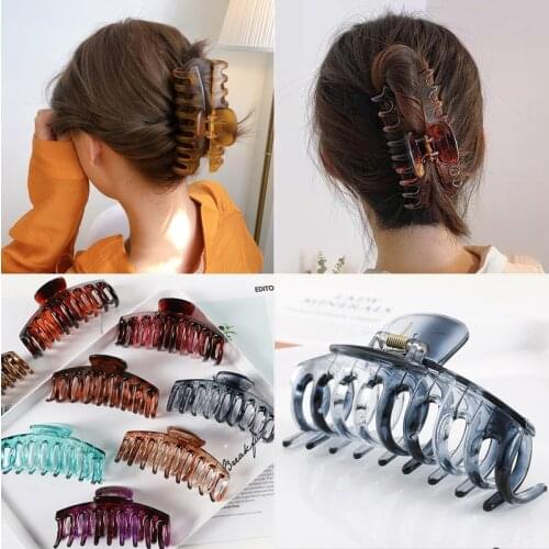 Simple Large Acrylic Acetate Hair Claw Leopard Geometric Transparent Hair Crab Clip For Women Girl Korea Hair Clamps Accessories