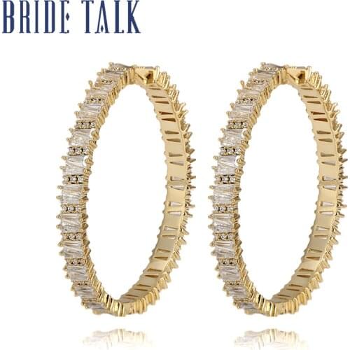 Bride Talk Luxury Elegant Dubai Bridal Wedding Hoop Earrings AAA Full Zirconia Round Earring New Fashion Party Jewelry For Women