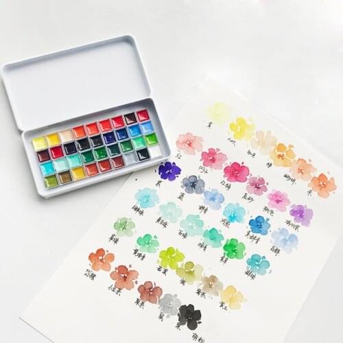 Japan imported 36 color watercolor paint Chinese painting ancient style illustration sub-packing test color forma