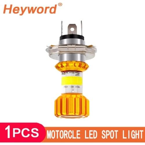 Yccpauto led lamp for motorcycle, 1 piece, ba20d, h6, for motorcycle, scooter, atv, cob, 6000k 12-30v mile headlight