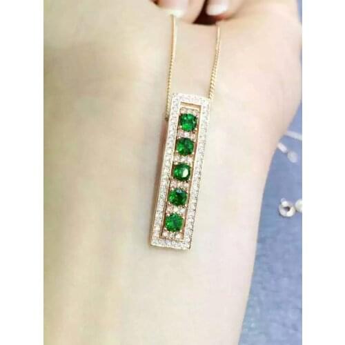 Natural green Tsavorite pendant S925 silver Natural green garnet Pendant Necklace trendy Two wear array women girl party jewelry