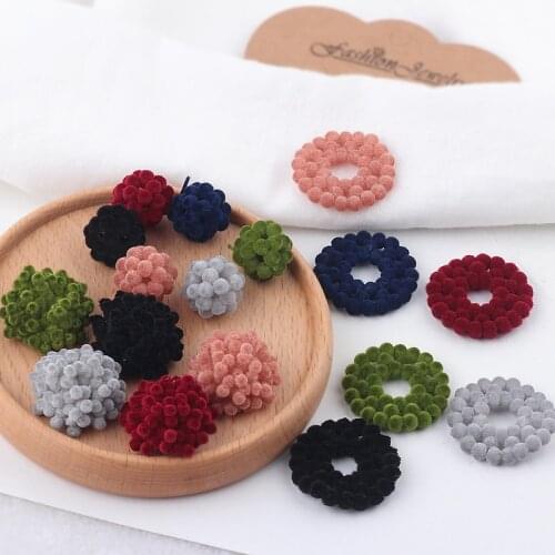 2pcs 2020 New Autumn And Winter Models Flocked Beads Woven Disc Round Ball Semicircle Earrings For Women Diy Jewelry Accessories