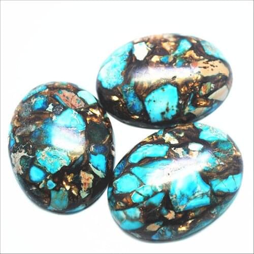 2pcs Natural blue colors of imperial jaspser Stone Cabochons Beads accessories for metal base jewelry base parts 30x40mm oval