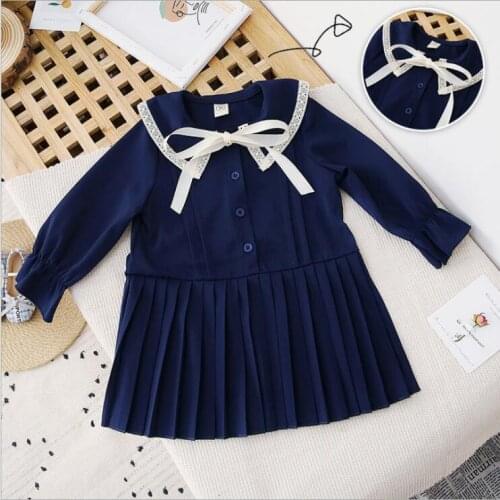 2020 Spring Girl Dress Long Sleeve Girls Dresses pleated skirt Casual Dress Daily Kids Dresses For Korean girl dress 2-9years