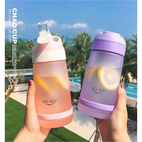 2021 Summer New Cup Cute Girl Simple Fresh Water Cup Children Students Sippy Cup Adult Portable Frosted Plastic Cup