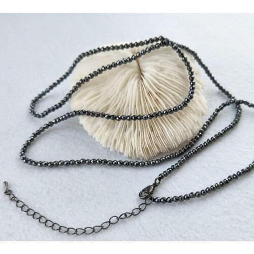 5 Strands 3mm Black Hematite beads Long chain necklace DIY Making necklace Jewelry finding PD109