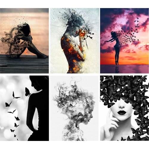 5D DIY Diamond Embroidery Woman Black and white Diamond Painting Cross Stitch Portrait Pictures Mosaic Wall Art Home Decoration