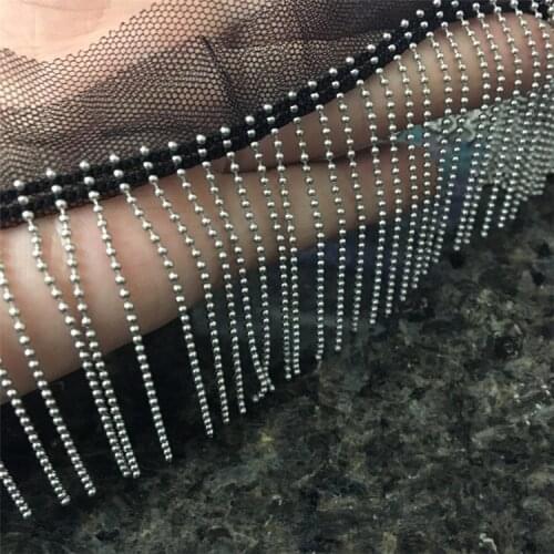 Fringed copper chain beads lace 6cm long Handmade beaded macrame lace Clothes, bags, shoes and hats Headscarf with decoration