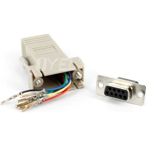 Free Shipping RS232 DB9 Female to RJ45 Female connector Adapter ,RJ45 to DB9 RS232 com LAN TO 232 db9 10PCS/lot