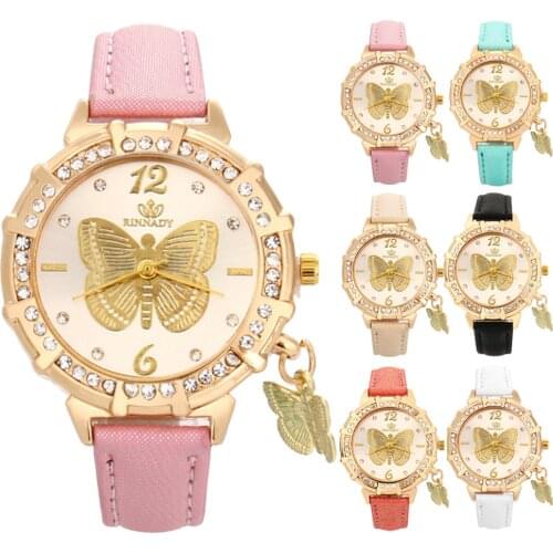 New Women Butterfly Pendant Quartz Wristwatches Pagani Design Leather Strap Watch Digital Watch For Women Waterproof Montre