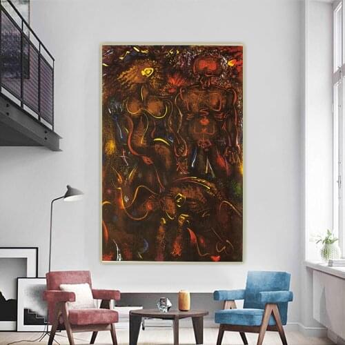Citon Andre Masson《Couple At Night》Canvas Art Oil Painting Artwork Poster Decorative Picture Wall Hanging Decor Home Decoration