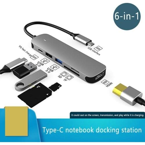 6 In 1 USB 3.0 Hub Docking Station HDMI Compatible Fast Charge for Laptop Huawei