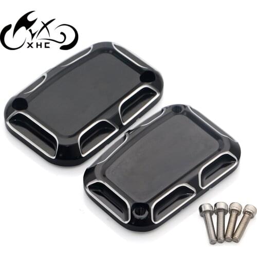 2PCS Motorcycle CNC Brake Clutch Master Cylinder Cover For Harley Touring Road Electra Street Glide FLHX FLTRX Classic FLHTC