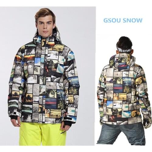 Gsousnow 10K high quality ski jacket mens windproof warm thickening Colorful plaid ski suit male Super warm ski suits