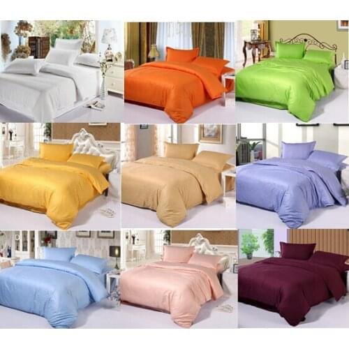 Unihome cotton satin stripe plain solid white blue gold beige hotel linen bedding set duvet cover set bedclothes bed sheet set