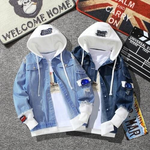 Fad New Spring Autumn Hooded Denim Jacket Women Hip Hop Jeans Coat Female Jean Jacket Casual Bomber Streetwea Jacket Outerwear
